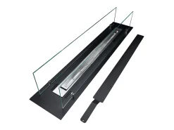 Chimenea de bioetanol con quemador de biochimenea en acero con cristal de 100 cm.
