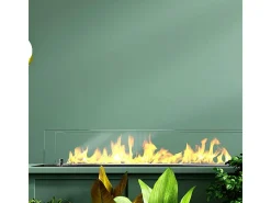 Chimenea de bioetanol con quemador de biochimenea en acero con cristal de 100 cm.