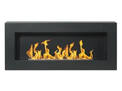 Chimenea de bioetanol de pared Siena Black (largo 90 x fondo 12 x alto 40 cm)