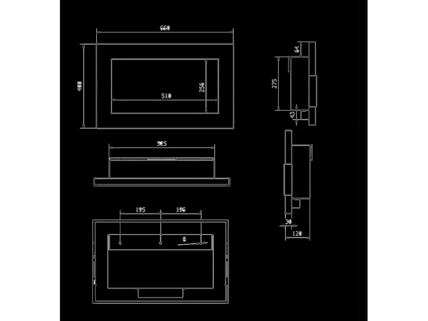Chimenea de bioetanol de pared o empotrada Pisa Black L 65 x P 12 x H 40