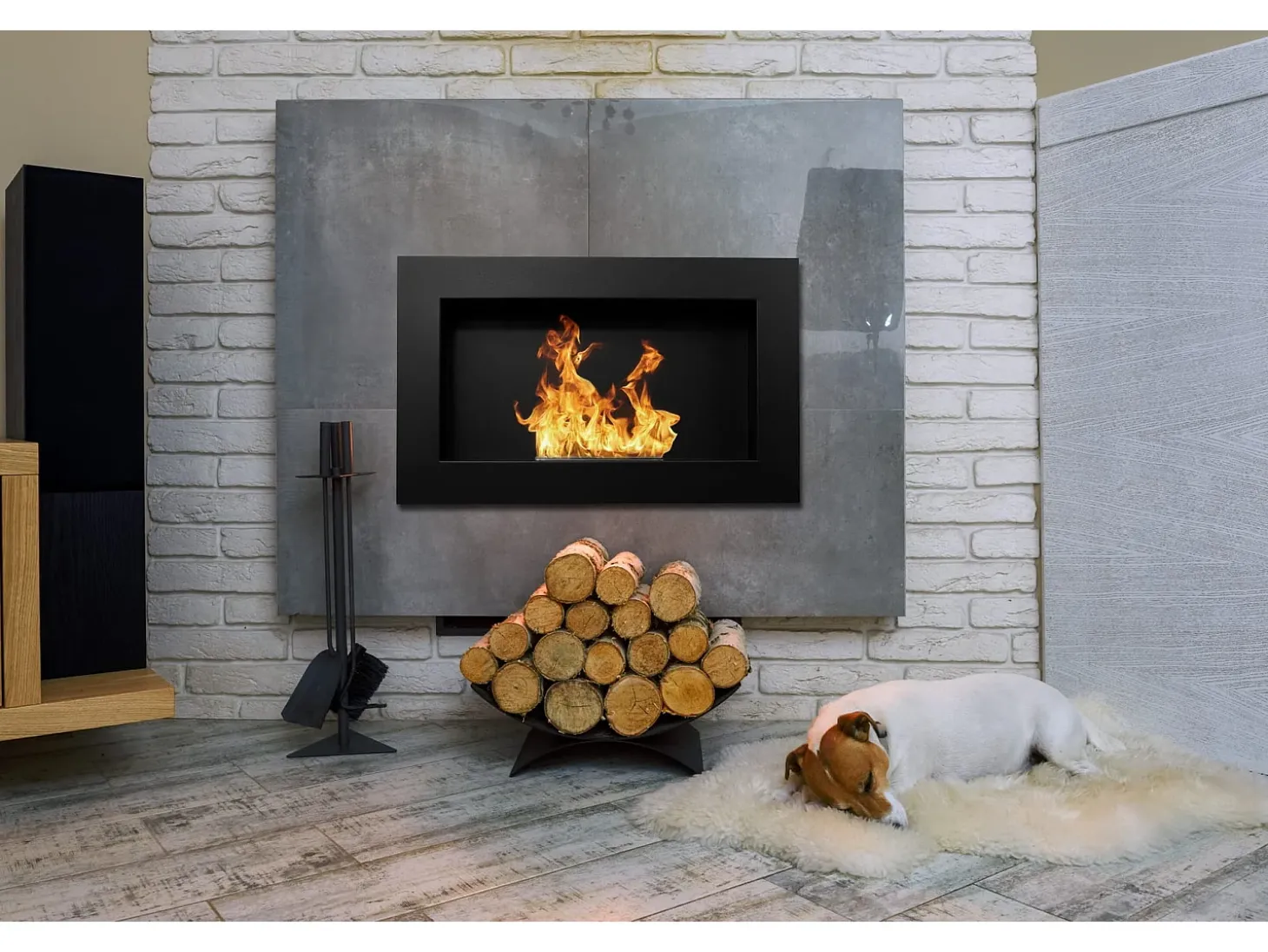 Chimenea de bioetanol de pared o empotrada Pisa Black L 65 x P 12 x H 40