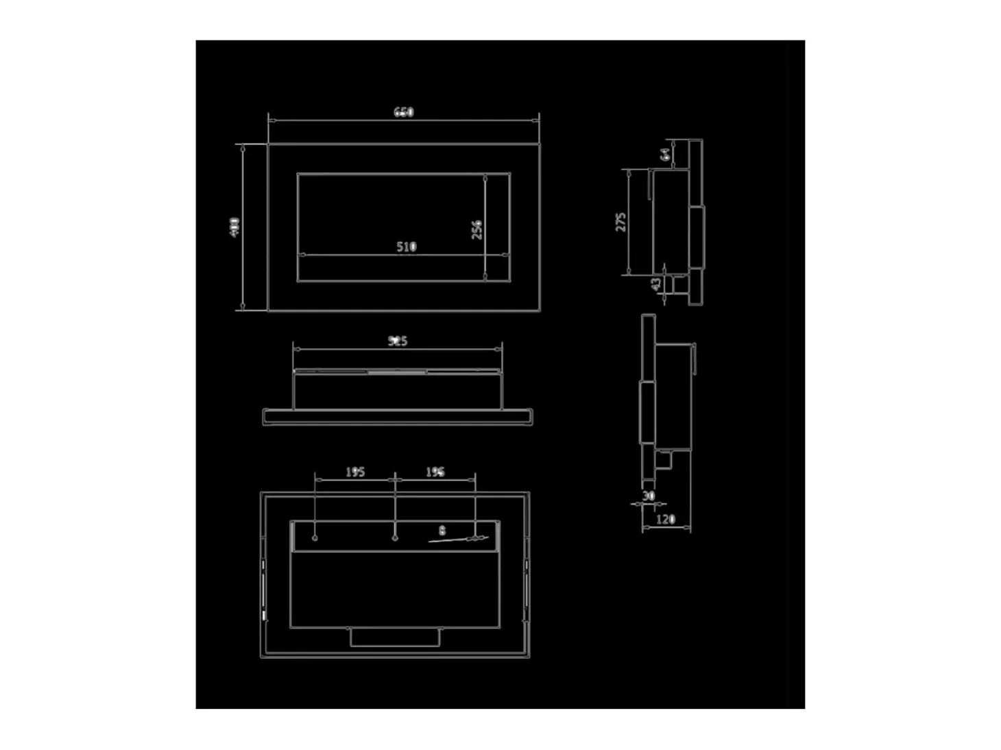 Chimenea de bioetanol de pared o empotrada Pisa Black L 65 x P 12 x H 40
