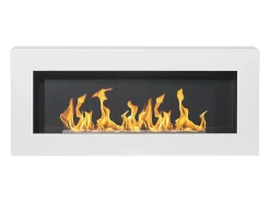 Chimenea de bioetanol de pared, color blanco Siena, L 90 x P 12 x H 40