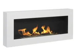 Chimenea de bioetanol de pared, color blanco Siena, L 90 x P 12 x H 40