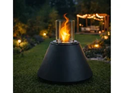 Chimenea de bioetanol de pie STROMBOLI antracita, brasero para interior y exterior, d.60 x h.56