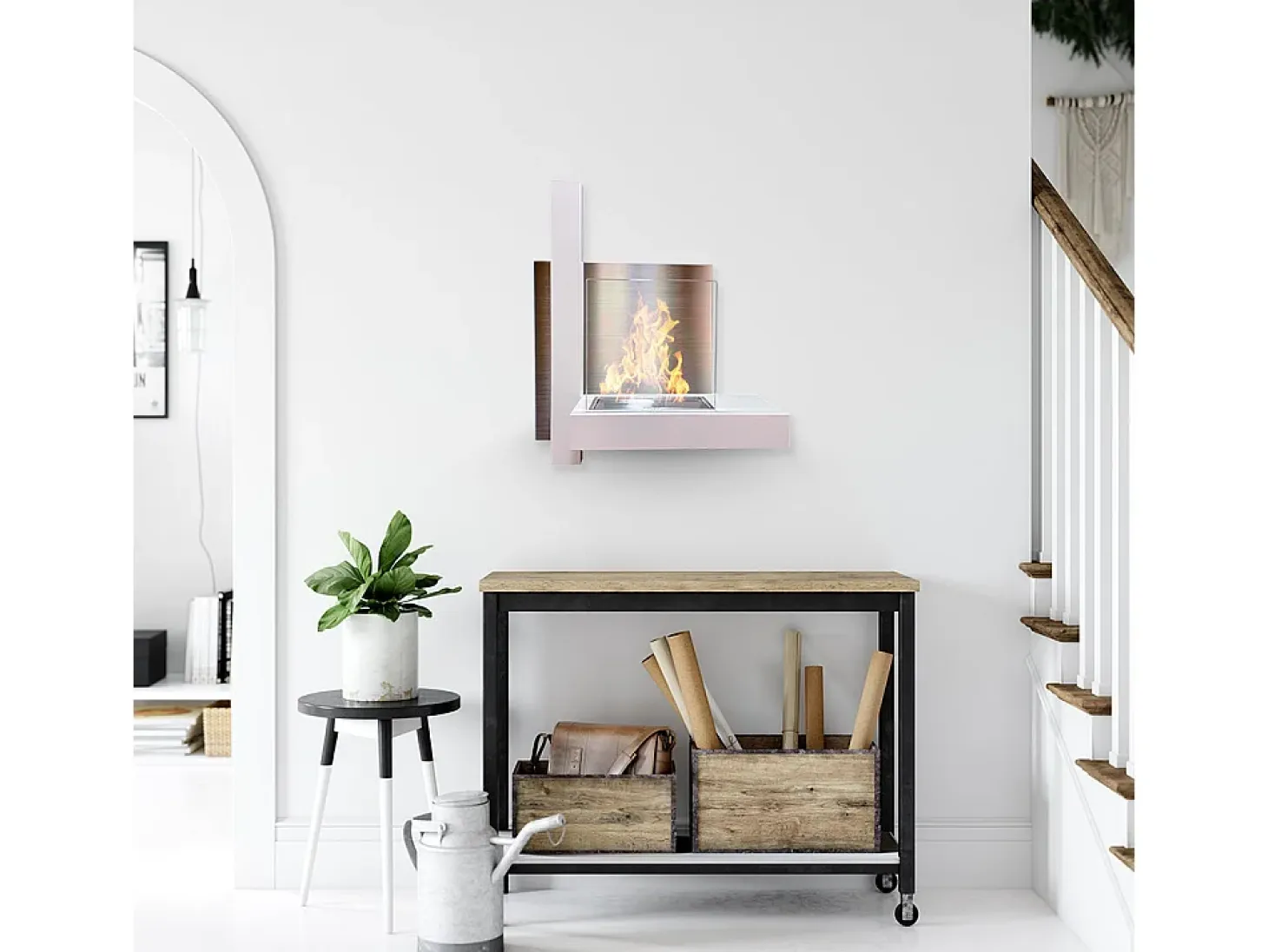 Chimenea de bioetanol de pared VIENNA Blanco L65 x H75 x D23
