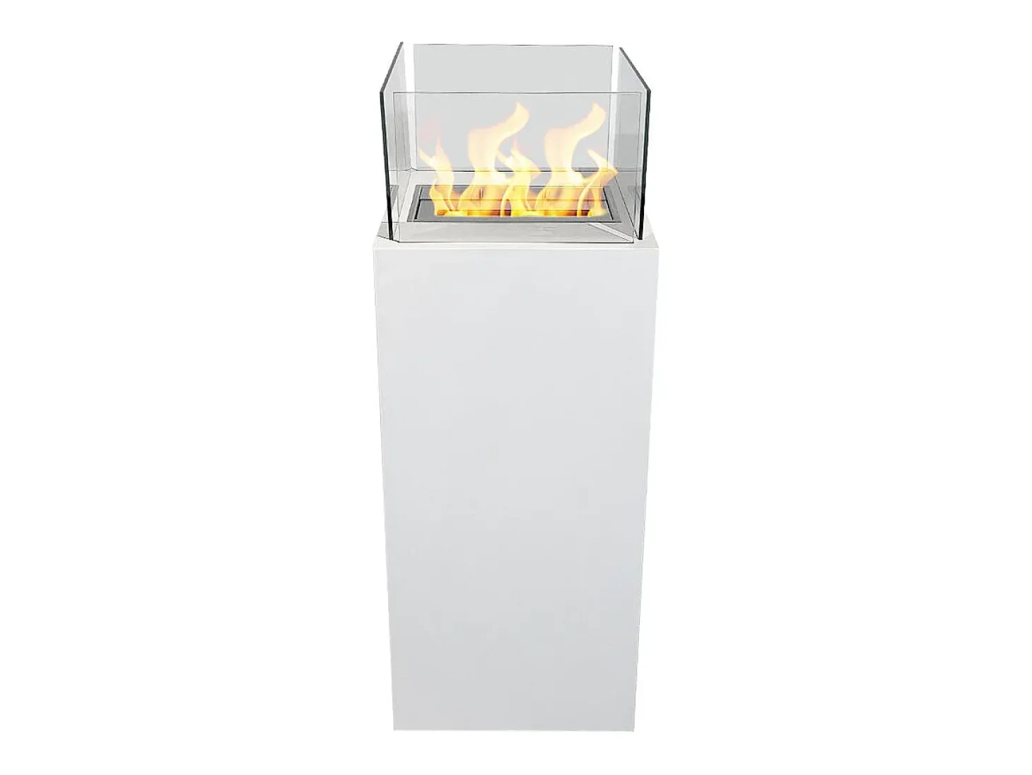 Chimenea de bioetanol de suelo para uso interior y exterior Ischia Blanco 40x40x115