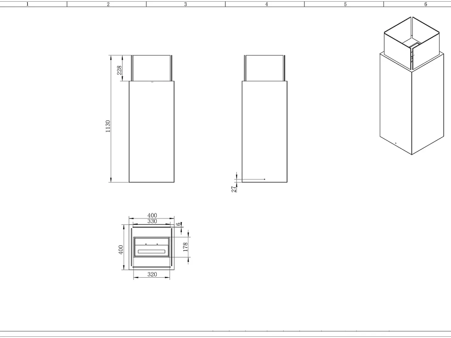 Chimenea de bioetanol de suelo para uso interior y exterior Ischia Blanco 40x40x115