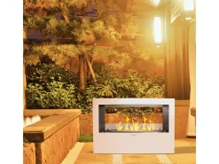 Chimenea de bioetanol de suelo para uso interior y exterior Giotto S Blanco 100x30x70
