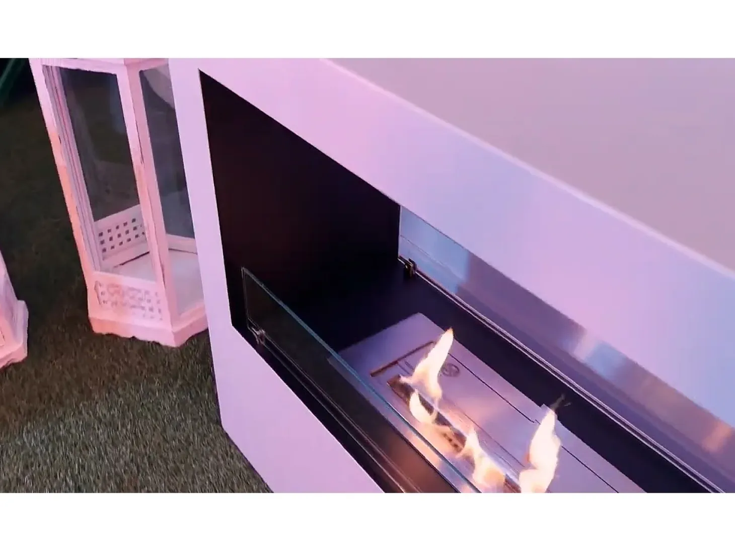 Chimenea de bioetanol de suelo para uso interior y exterior Giotto S Blanco 100x30x70