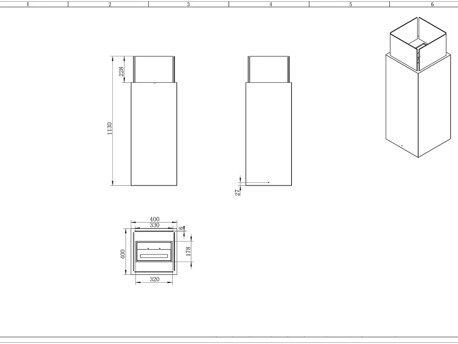 Chimenea de bioetanol de suelo para interior y exterior Ischia White 40x40x115