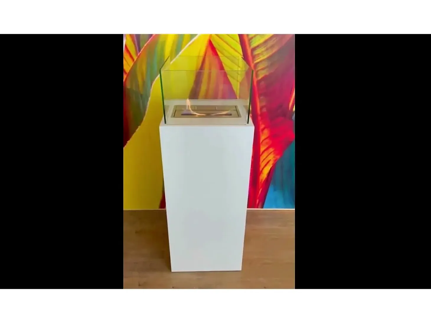 Chimenea de bioetanol de suelo para interior y exterior Ischia White 40x40x115