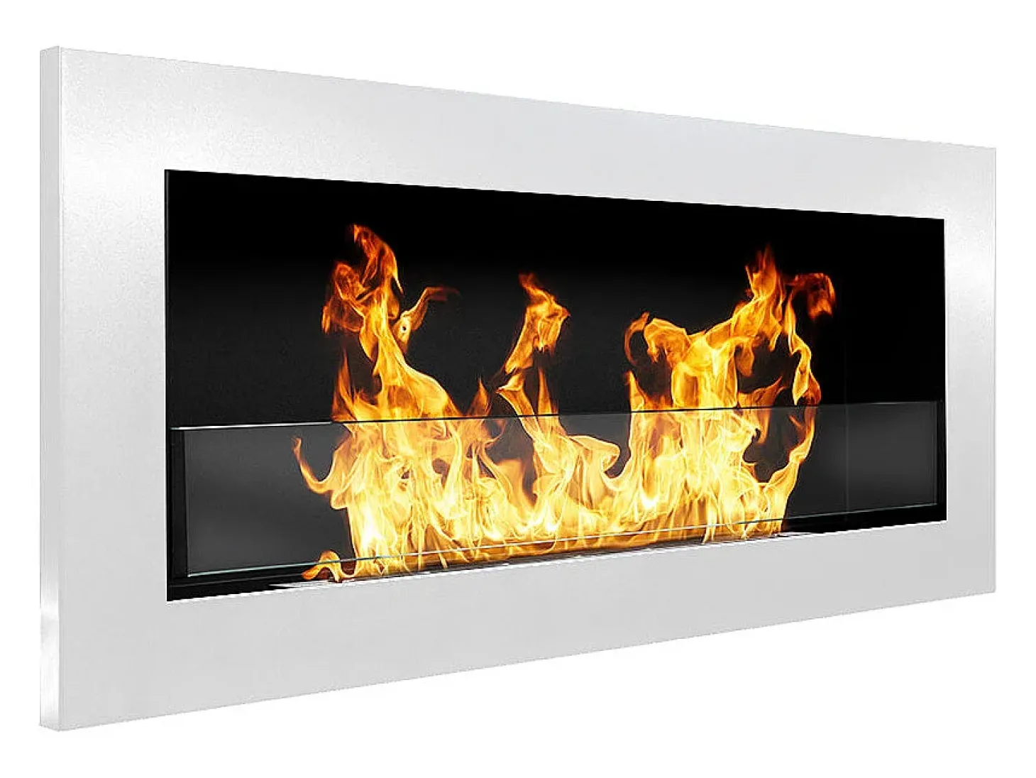 Chimenea de bioetanol de pared o empotrada Livorno White, L 90 x P 12 x H 40 con cristal