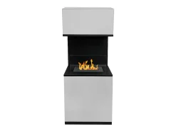 Chimenea de bioetanol de suelo Oslo en acero blanco L38xP38xH100