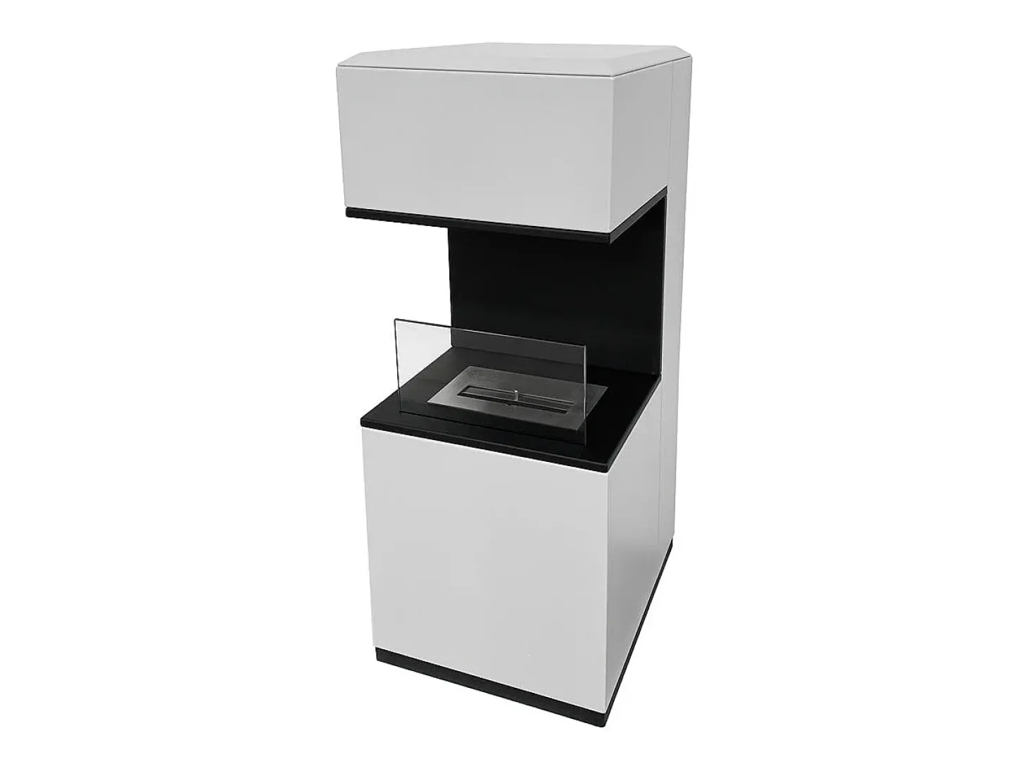 Chimenea de bioetanol de suelo Oslo en acero blanco L38xP38xH100