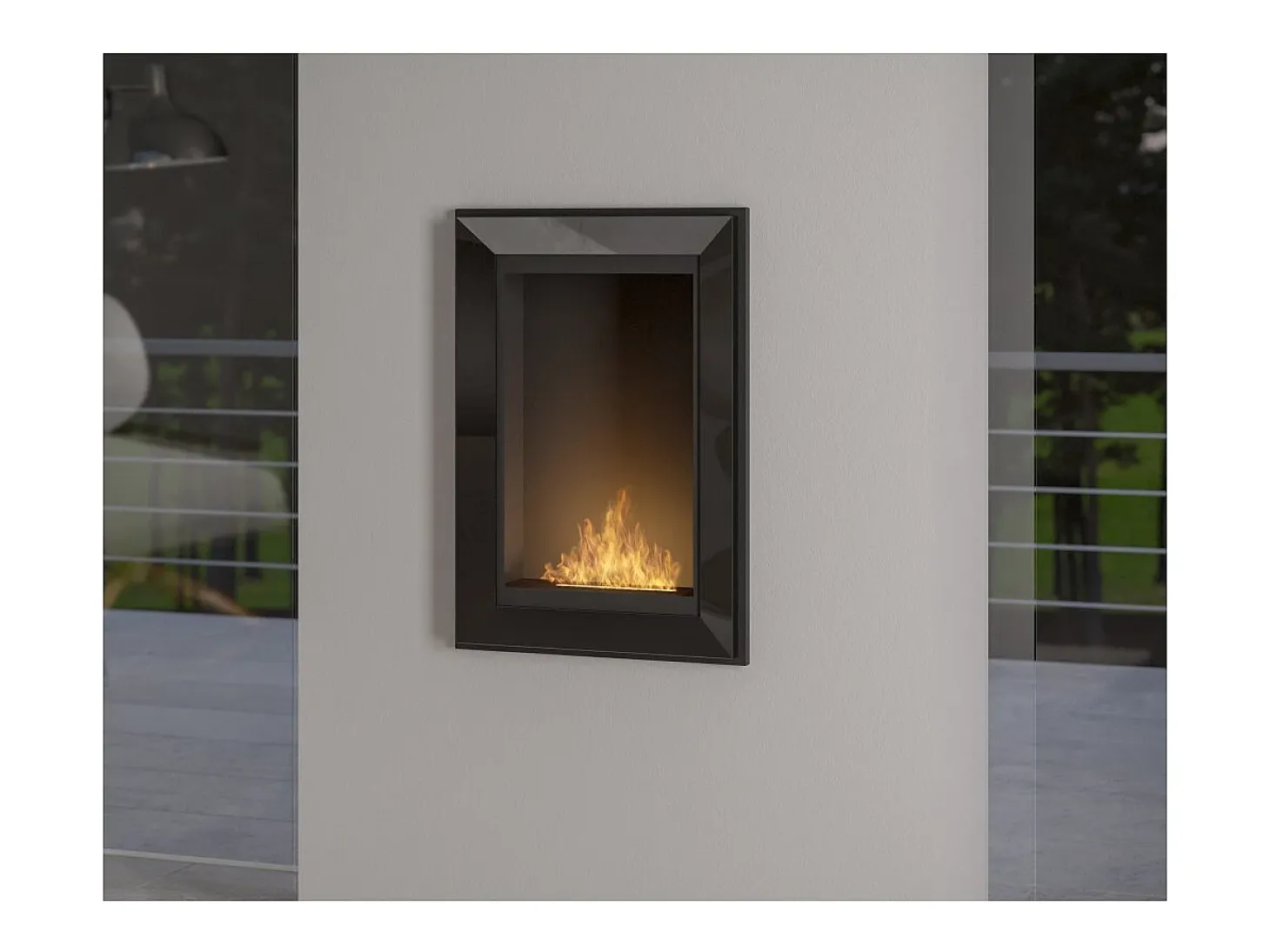 Chimenea de bioetanol empotrada Frame 550 SimpleFire con cristal - Negro mate