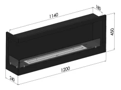 Chimenea de bioetanol empotrada SimpleFire Corner 1200 Left con vidrio
