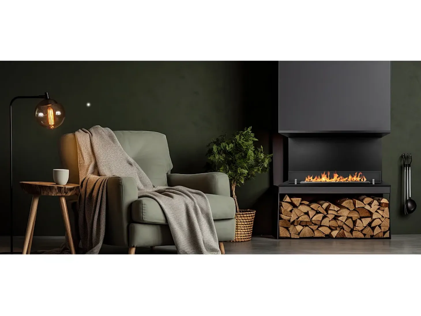 Chimenea de bioetanol empotrada TREVI 90, 3 lados, 3 lados abiertos, 90x45 cm