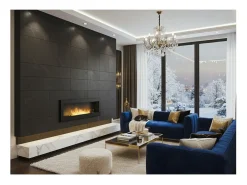 Chimenea de bioetanol empotrada Frame 1500 SimpleFire con cristal - Negro mate