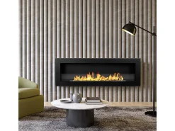 Chimenea de bioetanol empotrada de pared LIVORNO 120 negra 120x40