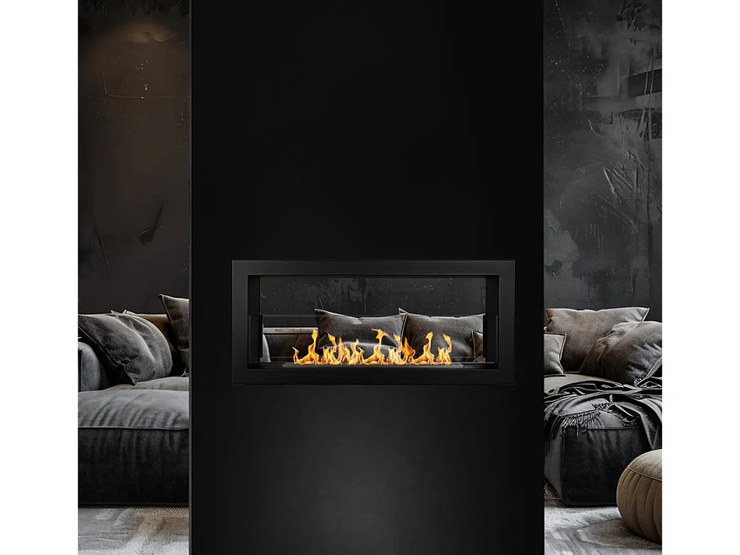 Chimenea de bioetanol empotrada de doble cara biochimenea 2 caras 90x40 MONTEFALCO 90
