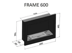 Chimenea de bioetanol Frame 600, color negro mate, empotrada en pared, sin cristal