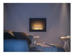 Chimenea de bioetanol Frame 600, color negro mate, empotrada en pared, sin cristal