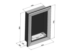 Chimenea de bioetanol Frame 550, color negro mate, empotrada en pared, sin cristal