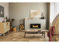 Chimenea de bioetanol Lucca Black para pared o empotrada, L 90 x P 12 x H 40