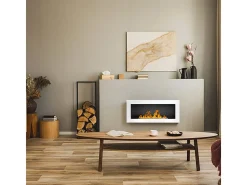 Chimenea de bioetanol Lucca White para pared o empotrada, L 90 x P 12 x H 40