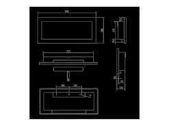 Chimenea de bioetanol Lucca Black de pared o empotrada L 90 x P 12 x H 40