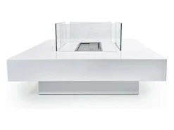Chimenea de bioetanol para uso interior y exterior Panarea Blanco 70x70x35
