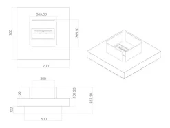 Chimenea de bioetanol para uso interior y exterior Panarea Blanco 70x70x35