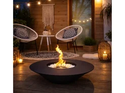 Chimenea de bioetanol para jardín exterior redonda negra SANTORINI D.60