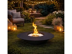 Chimenea de bioetanol para jardín exterior redonda negra SANTORINI D.60