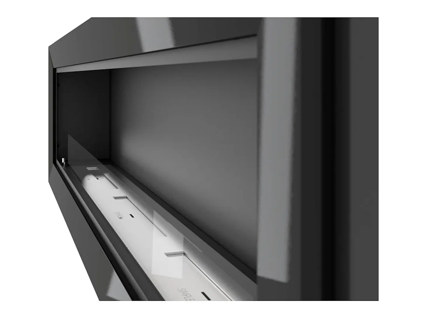 Chimenea de bioetanol Sololed Frame 1800, de pared, con cristal incluido, 3 quemadores de 1 litro - Negro mate