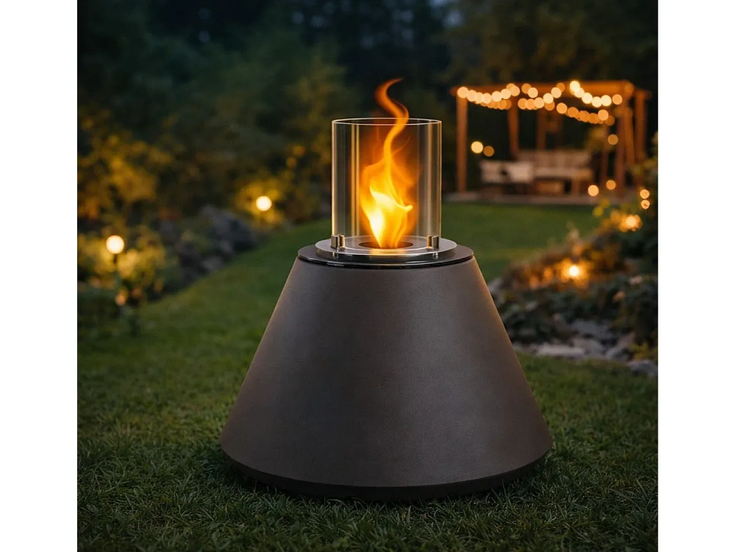 Chimenea de bioetanol STROMBOLI Tortora, brasero de pie para interior y exterior, d.60 x h.56
