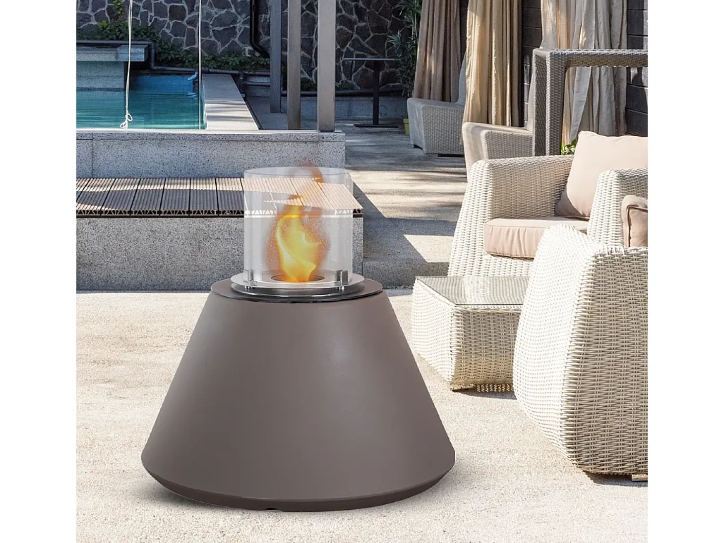 Chimenea de bioetanol STROMBOLI Tortora, brasero de pie para interior y exterior, d.60 x h.56