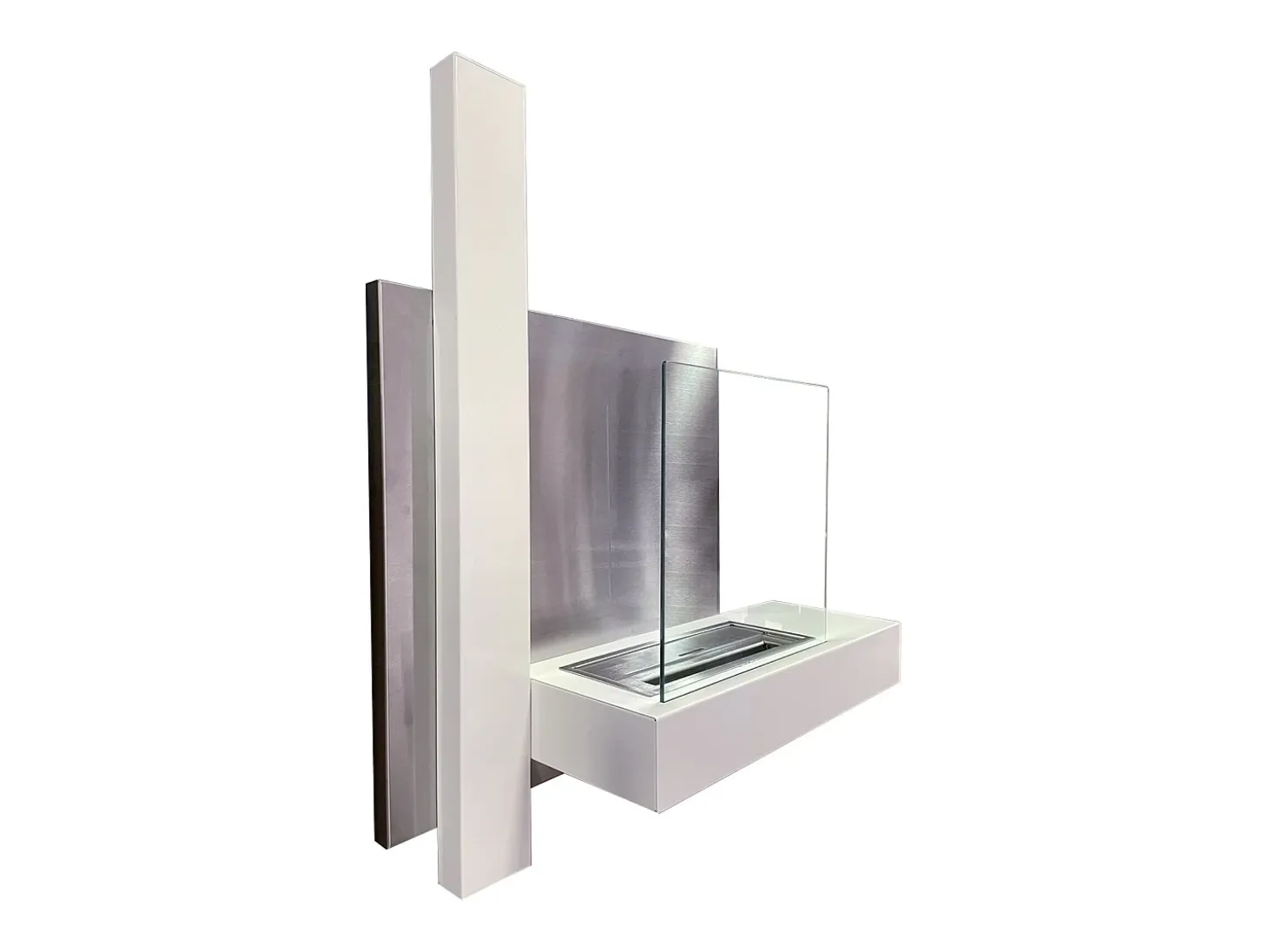 Chimenea de bioetanol VIENNA, biochimenea de pared, blanca, L65 x H75 x D23