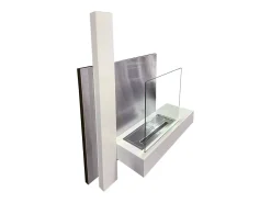 Chimenea de bioetanol VIENNA, biochimenea de pared, blanca, L65 x H75 x D23