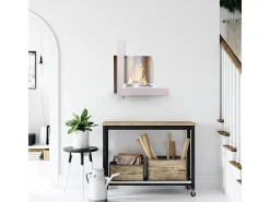 Chimenea de bioetanol VIENNA, biochimenea de pared, blanca, L65 x H75 x D23