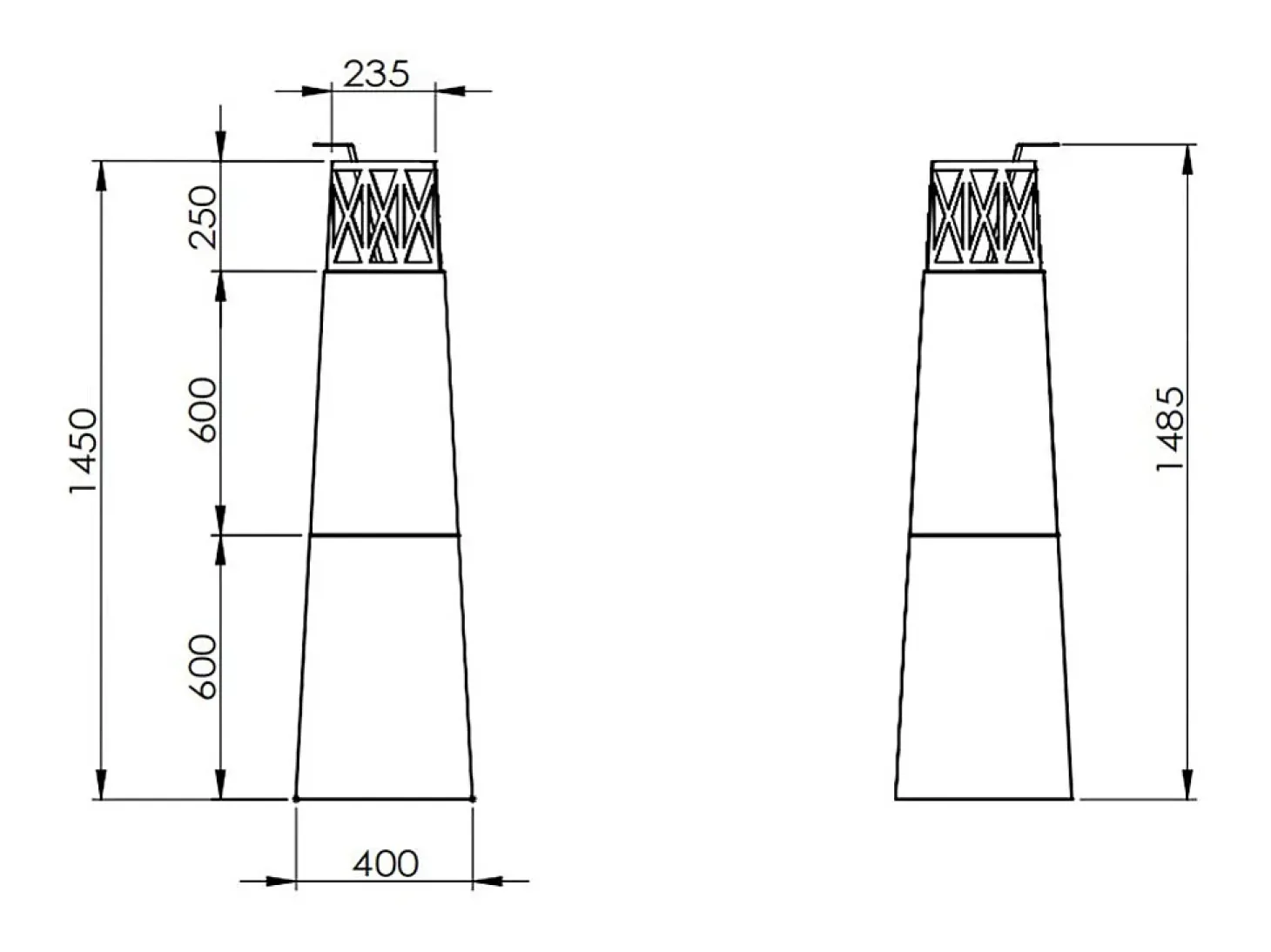 Chimenea de jardín de bioetanol para exterior Vulcano Nero 40x40x145 mm