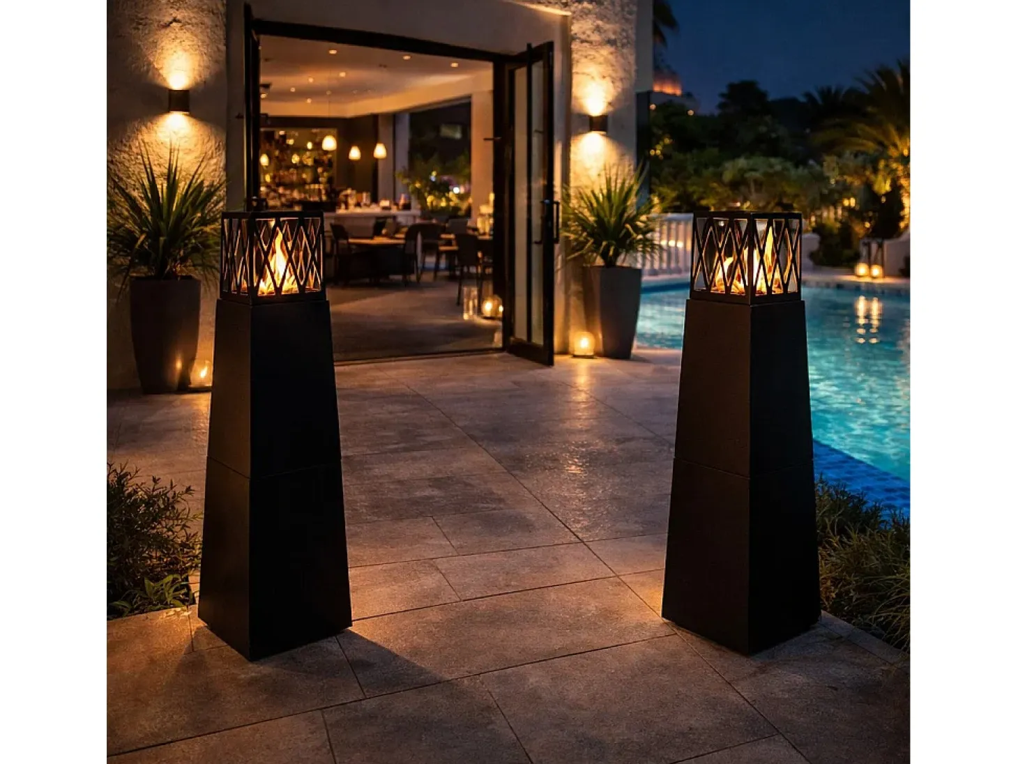 Chimenea de jardín de bioetanol para exterior Vulcano Nero 40x40x145 mm