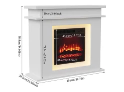 Chimenea eléctrica - Chimenea LED, con calefacción - Efecto de llama 3D - Temporizador, iluminación ambiental LED de 20 colores y control remoto - Blanco
