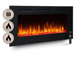 Chimenea eléctrica BALDERIA Fiamma 48 - Chimenea empotrable - Negro