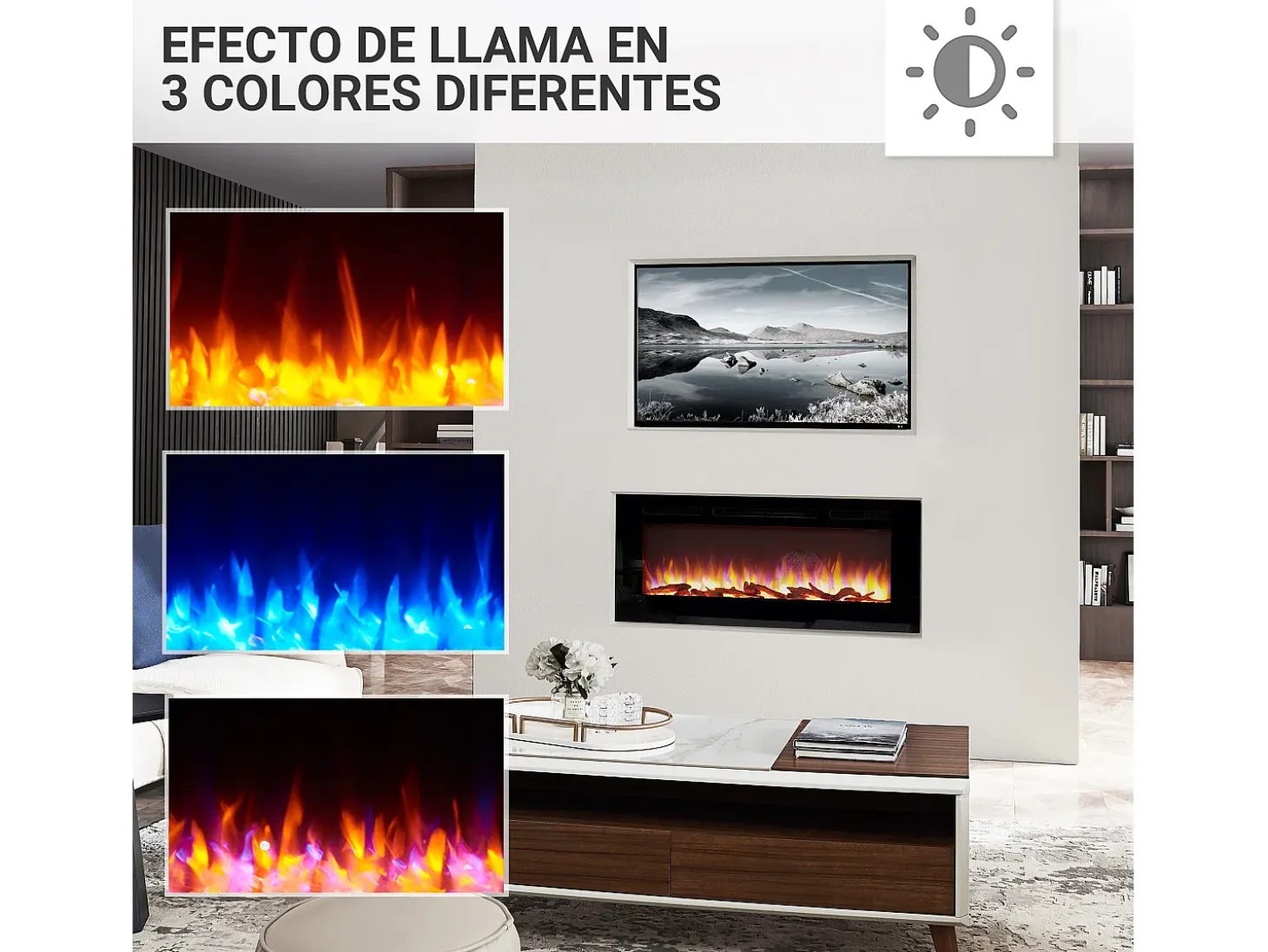 Chimenea eléctrica BALDERIA Fiamma 48 - Chimenea empotrable - Negro