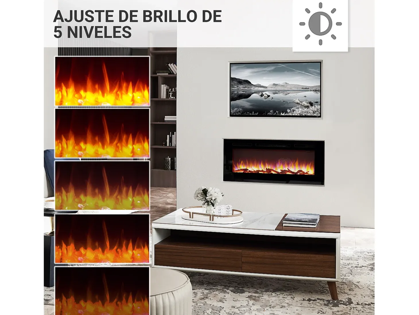Chimenea eléctrica BALDERIA Fiamma 48 - Chimenea empotrable - Negro