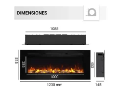 Chimenea eléctrica BALDERIA Fiamma 48 - Chimenea empotrable - Negro