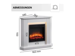 Chimenea eléctrica BALDERIA Candela - Chimenea de esquina, calefacción 2000 W - Blanco