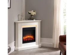 Chimenea eléctrica BALDERIA Candela - Chimenea de esquina, calefacción 2000 W - Blanco